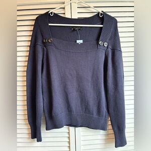 Ann Taylor Navy Blue Scoop Neck Sweater